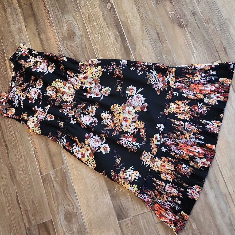 A New Day Floral Tie-Waist Pleated Detail Sleeveless Lined Midi Dress, XS - Picture 10 of 12